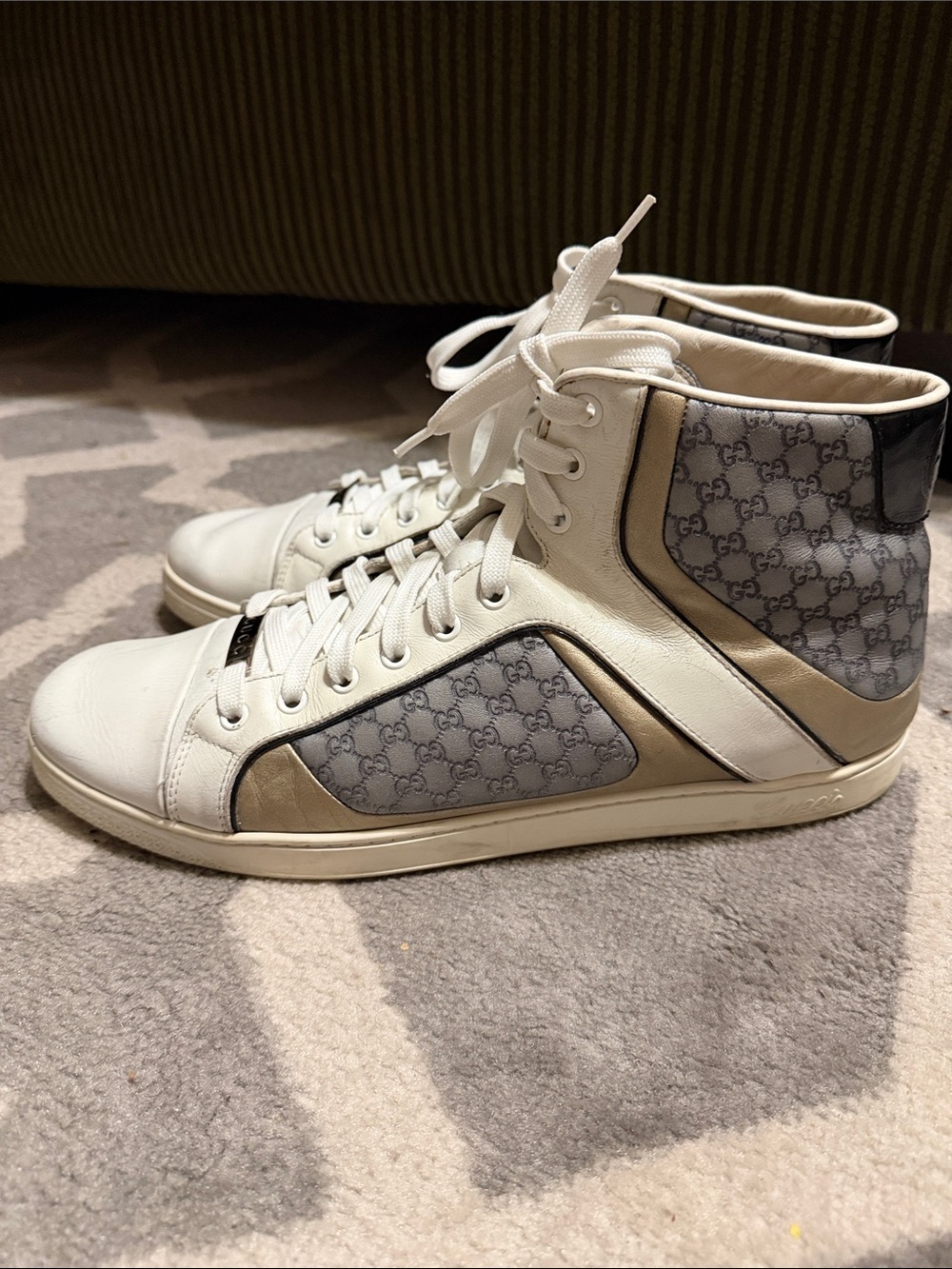 Gucci Mens 11.5 leather monogram high tops